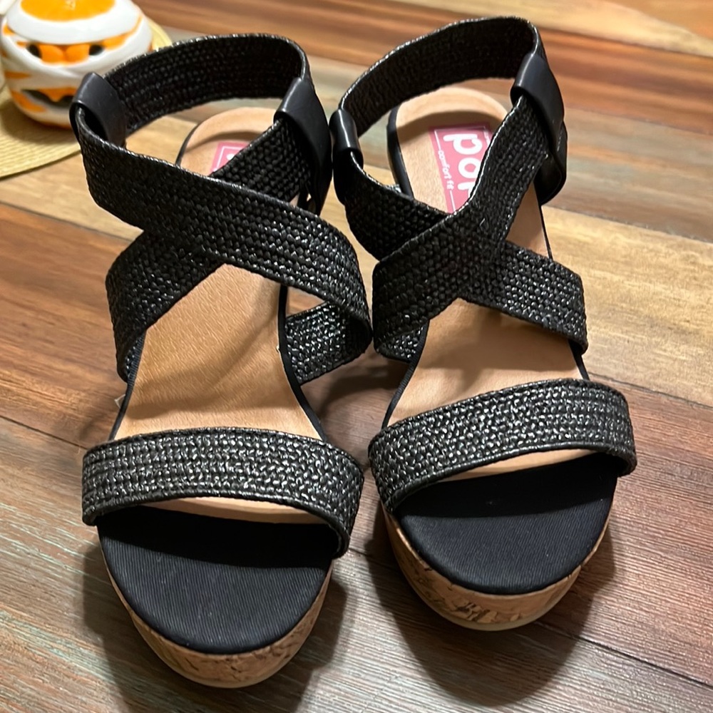 Pop comfort fit, new, black wedge shoes, size 8 1/2